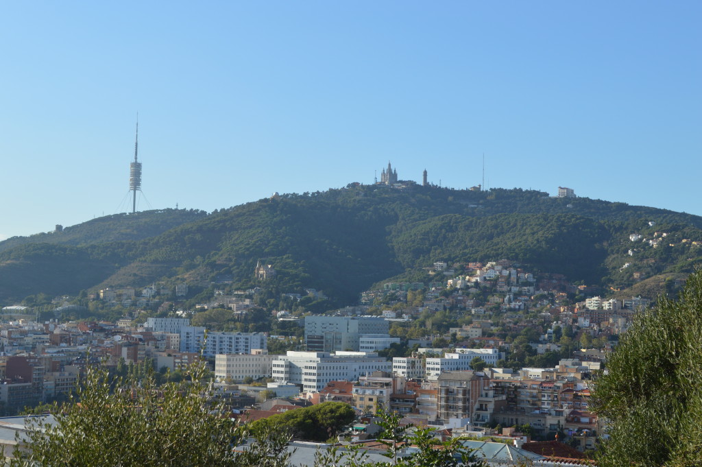 View from Park Guell of Mount Tibidabo