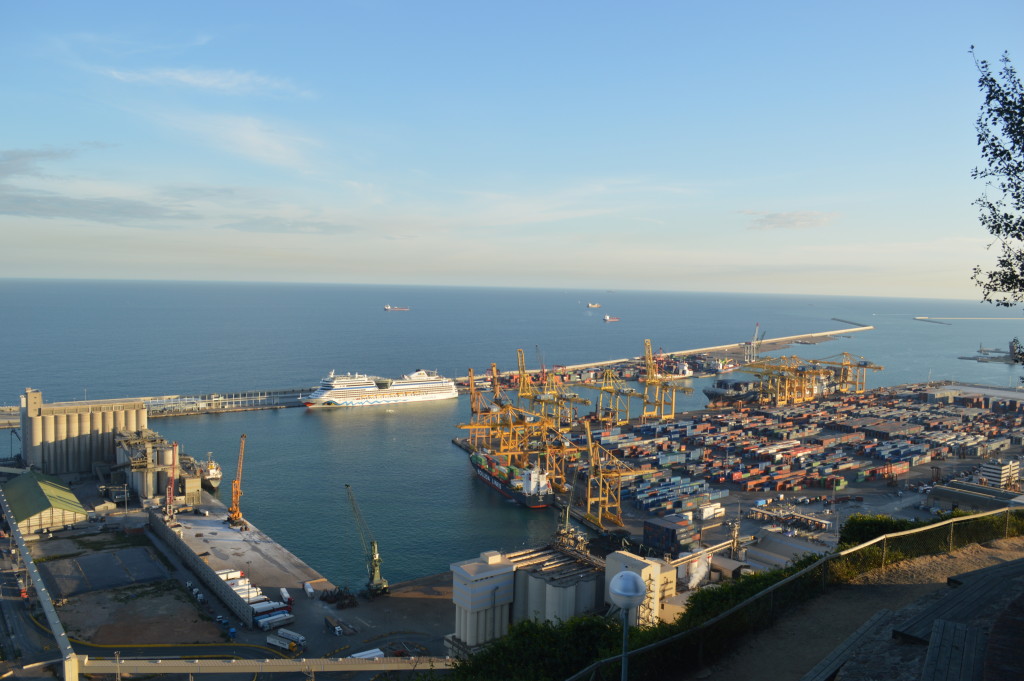 View from Montjuic castle of harbour